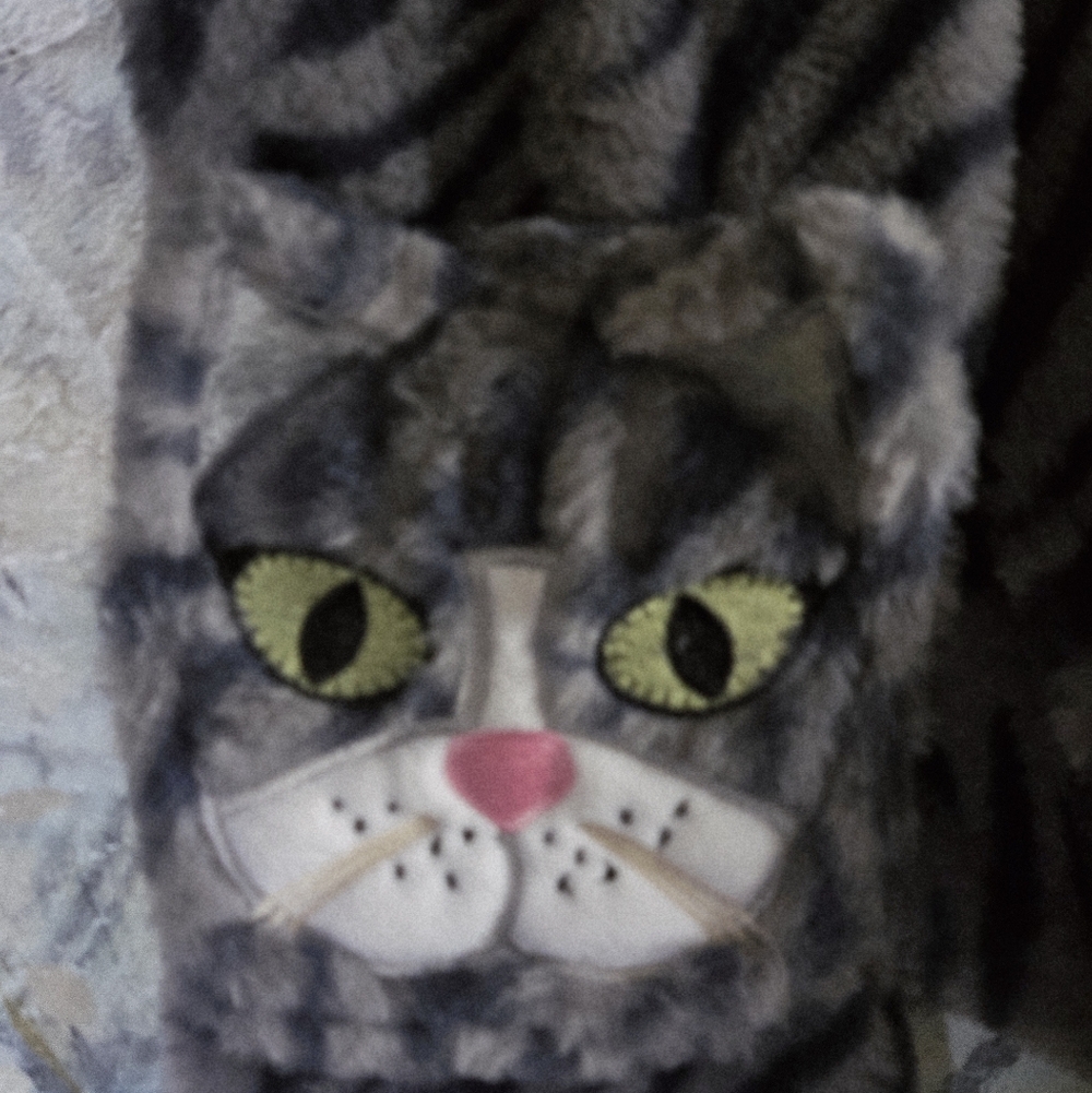 MissLook Gray/ Navy Stripe Tabby Cat Plush Scarf Novelty Animal Wrap 6"x 58"
